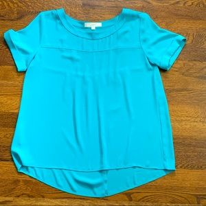 LOFT Teal Blue Short Sleeve Swing Top Blouse - Size Small